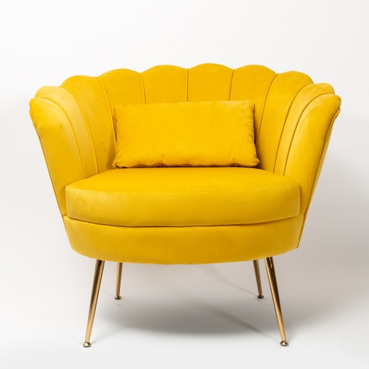 Mustard Velvet Cocktail Chair With Gold Legs