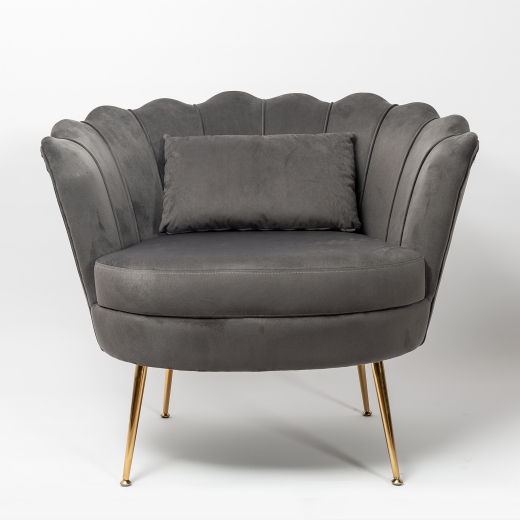 Dark Grey Velvet Cocktail Chair With Gold Legs