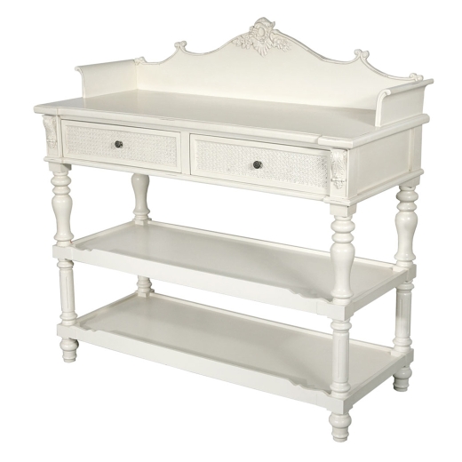 Boudoir Provence Antique White Table with Shelves