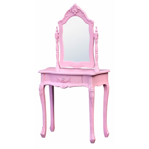 Provence Rose Single-Drawer Small Dressing Table with Mirror 
