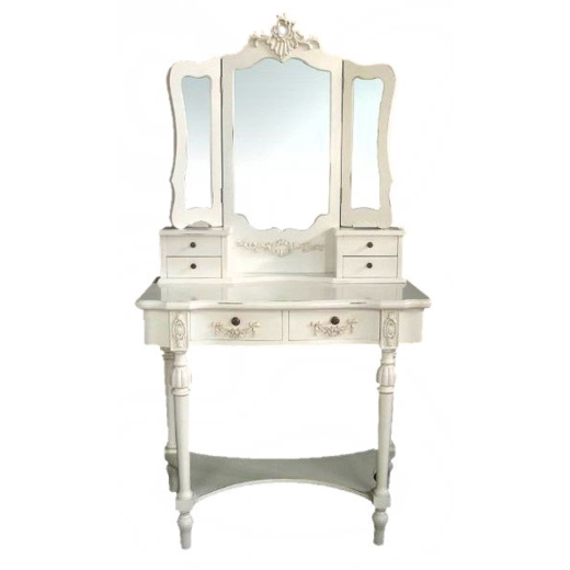 Provence Antique White Dressing Table plus Tri-Mirror