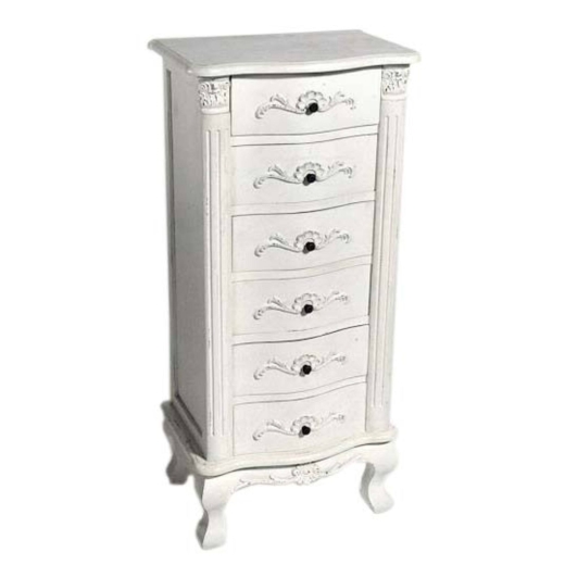 Provence Antique White 6-Drawer Tallboy Cabinet