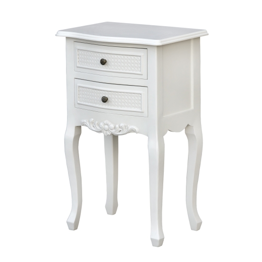 Boudoir Provence Antique White 2 Drawer Bedside Cabinet