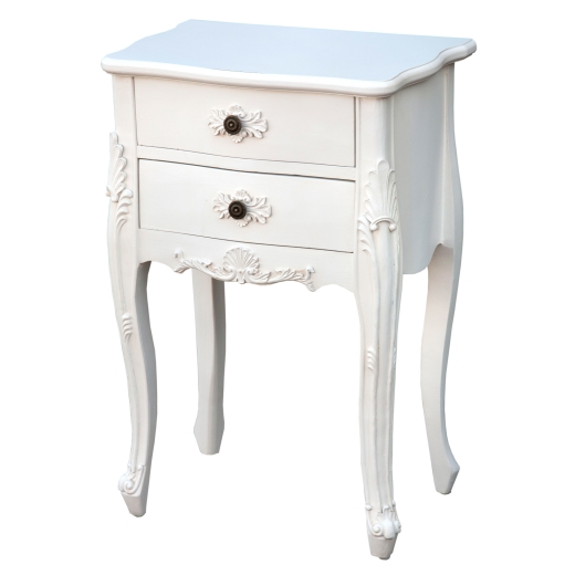 Boudoir Provence Antique White 2 Drawer Bedside Cabinet