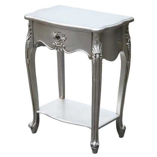 Provence Argent Bedside Table with Single Drawer and Low Shelf