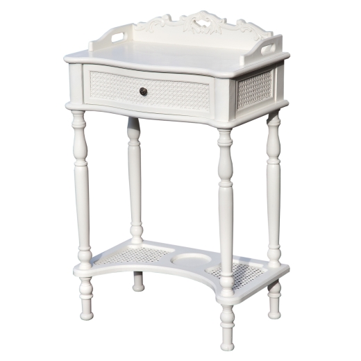 Provence Antique White Bedside Table with Single Drawer and Low Shelf