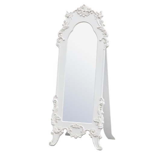 Rococo Provence Antique White Tall Full Length Freestanding Bedroom Mirror