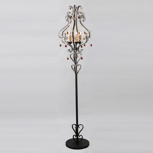 Marie Therese Antique Green Floor Lamp with Amber Crystals 42 x 170cm