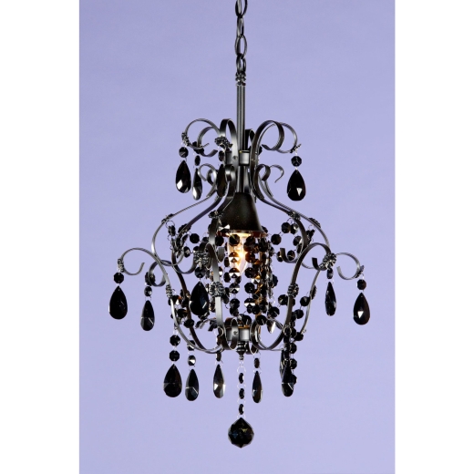 Marie Therese Black Crystal Glass Droplet Chandelier Single Light 39 x 44cm