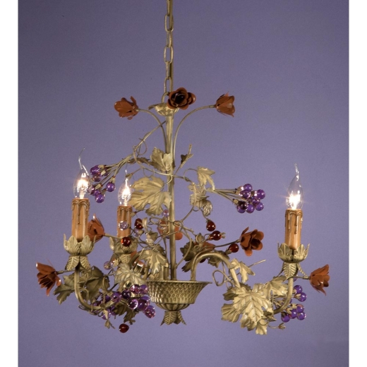 Maple Leaf Chandelier, withclusters of Grapes - 3 Arm