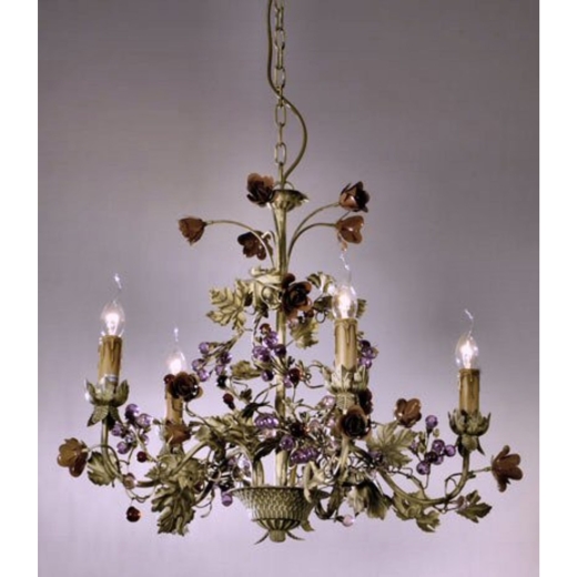 Maple Leaf Chandelier, withclusters of Grapes - 5 Arm
