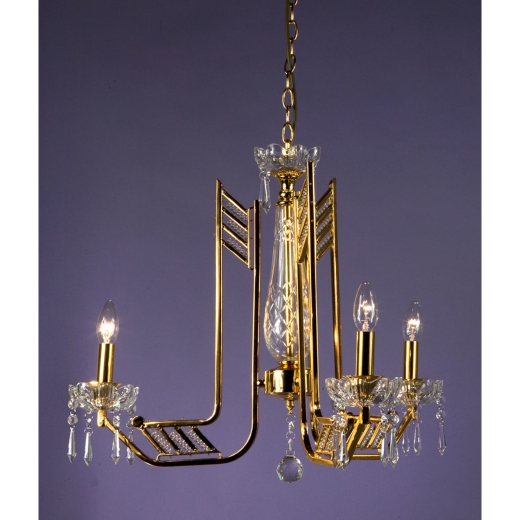 Gold Frame with Clear Crystal 3 Arm Chandelier Light