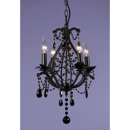 Marie Therese Black Crystal Glass Droplet 4 Arm Chandelier Light 29 x 40cm