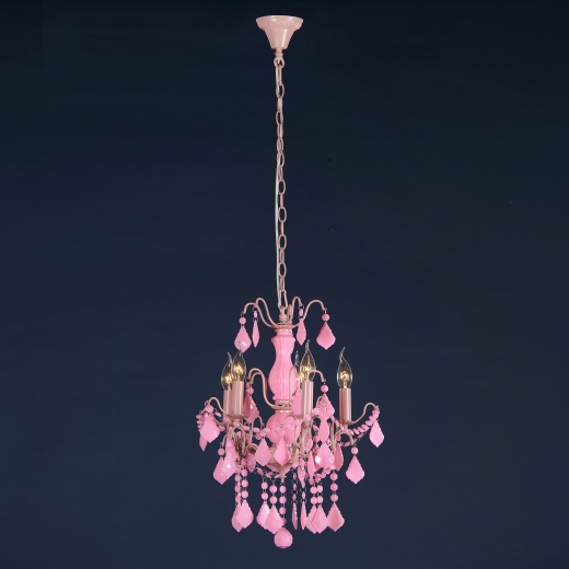 Charlotte Pale Pink Crystal Glass French 5 Arm Chandelier Light 32x42cm