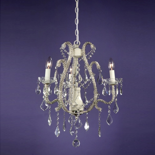 Marie Therese Antique French Cream & Clear Three Light Chandelier 45 x 55cm