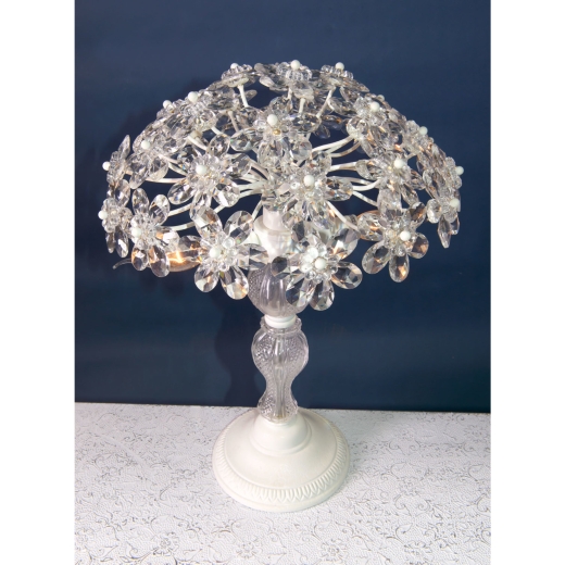 Cream Crack Table Lamp, Clear Flower Crystal