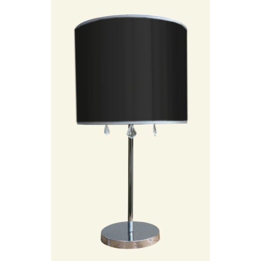 Chrome Table Lamp with Black Shade and Clear Droplets 40 x 77cm