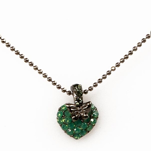Palace Green B Heart Butterfly Necklace