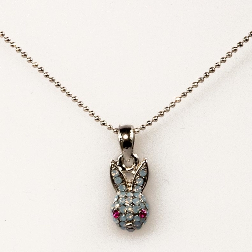 White Opal Star Shine Silver Mini Rabbit Necklace