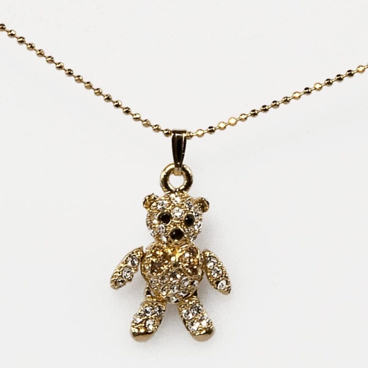 Mini Bow Teddy Necklace-Gold