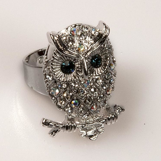 Owl Front Ring - Crystal