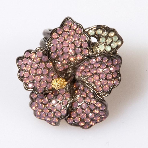 Violet Opal Hibiscus Ring