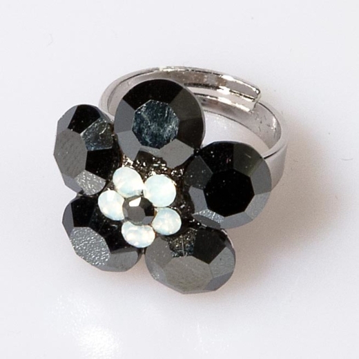 Black Diamond Mini Flower Ring