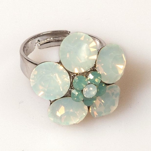 White Opal Mini Flower Ring