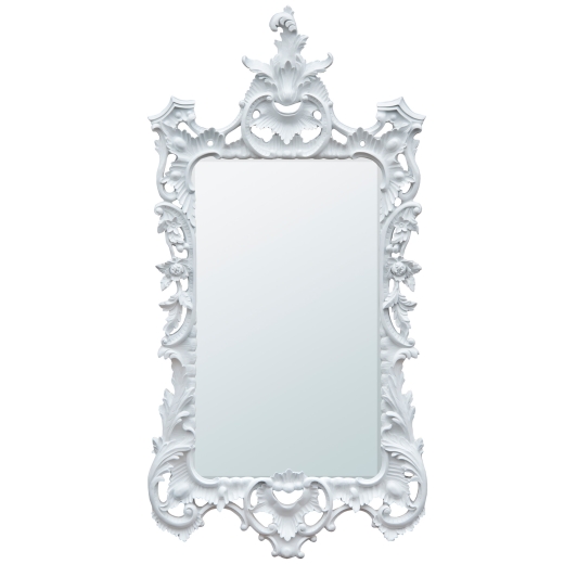 White Chalk Paint Chippendale Style Bevelled Decorative Wall Mirror