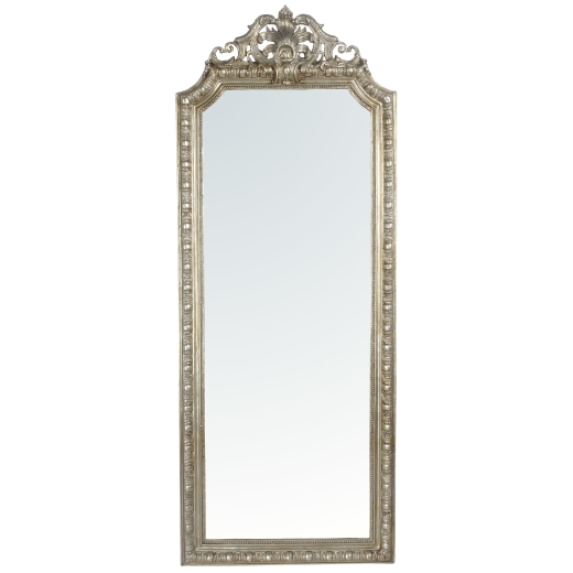 French Rococo Champagne Silver Gilt Leaf Bevelled  Mirror