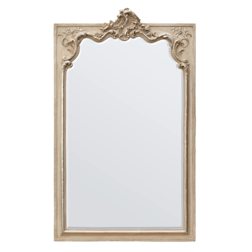 Augustina Cream & Silver Gilt Leaf French Rococo Bevelled Mirror