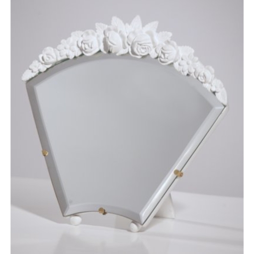 Barbola Floral White Chalk Paint Table or Wall Bedroom Mirror 26 x 25cm