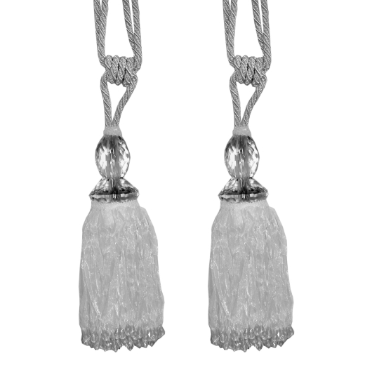 Silver Tassel with Crystal - Pair