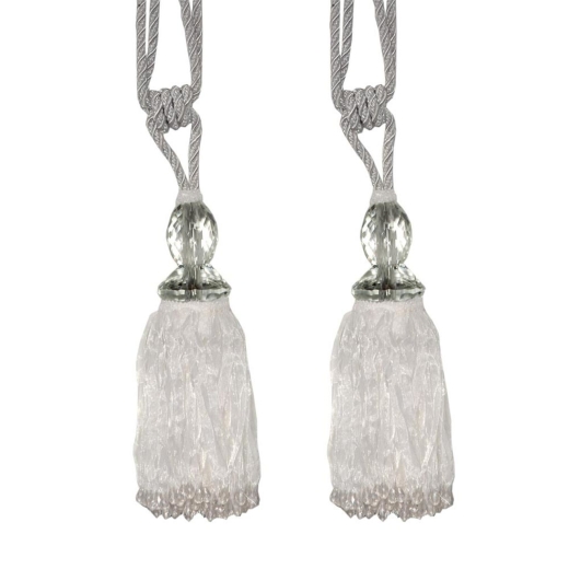 White Tassel  with Crystal - Pair
