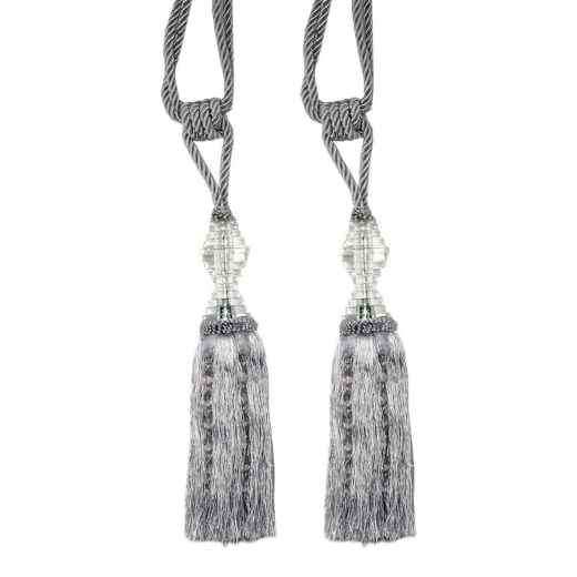 Silver Tassel  with Crystal - Pair