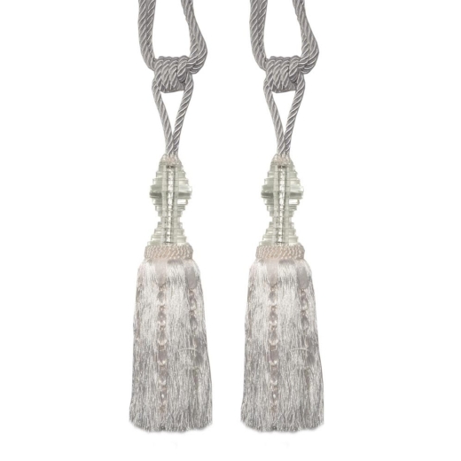 White Tassel with Crystal (Pair)
