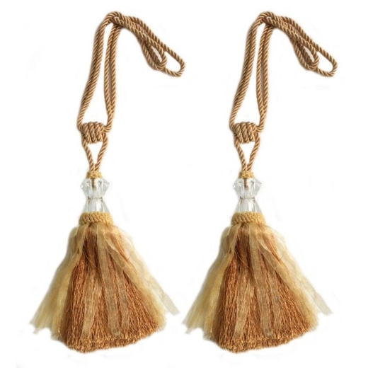 Gold Tassel  with Crystal - Pair