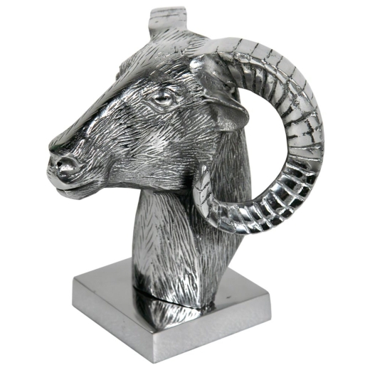 Aluminium Silver Ram Wall Head or Trophy Desk Head - 11.5 Inch