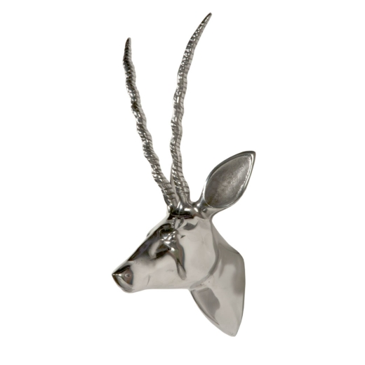 Aluminium Silver Reindeer Wall Head Stag Trophy Head Decorative Antlers