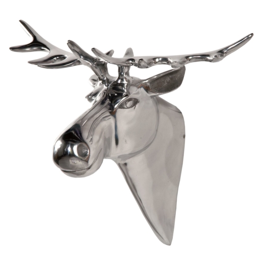 Aluminium Silver Wall Head Moose with Antlers Trophy Head