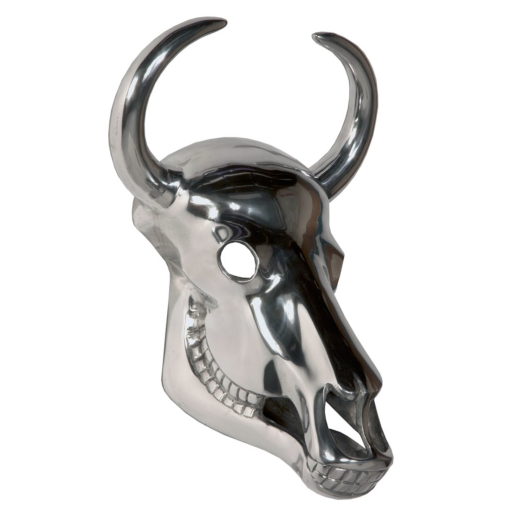 Aluminium Silver Wall Head Skull Bulls Head