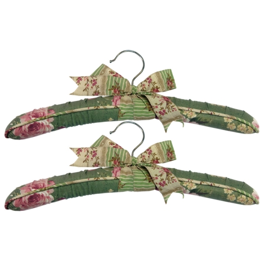 Green Floral Clothes Hangers - Set of 2