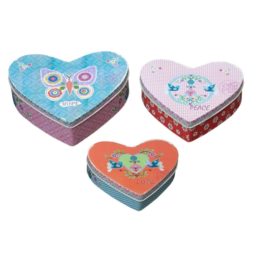 Vintage Primavera Heart Boxes Set of 3