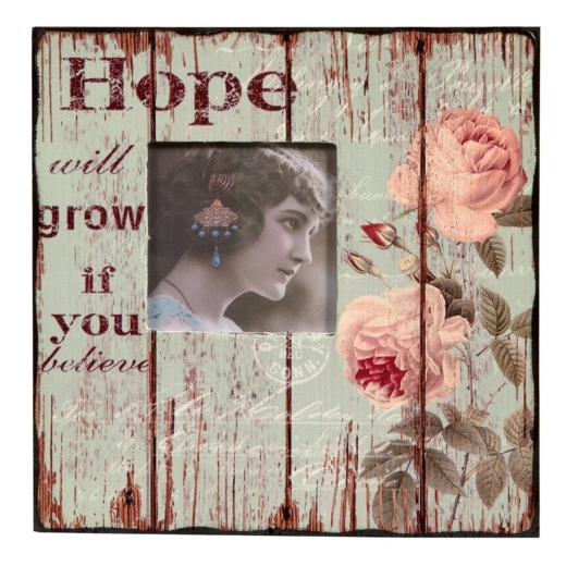 HOPE Vintage Antique Style Wooden Floral Photo Picture Frame 24 x 24cm