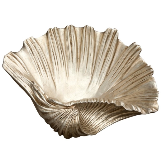 Decorative Silver Gilt Leaf Shell Basin Large