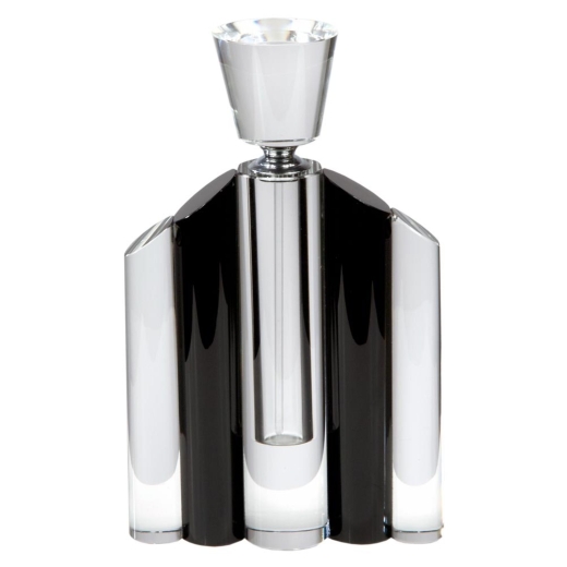 Crystal Perfume Bottle with Black Vertical Segments