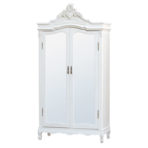 Pure White Armoire with Full Mirror Doors