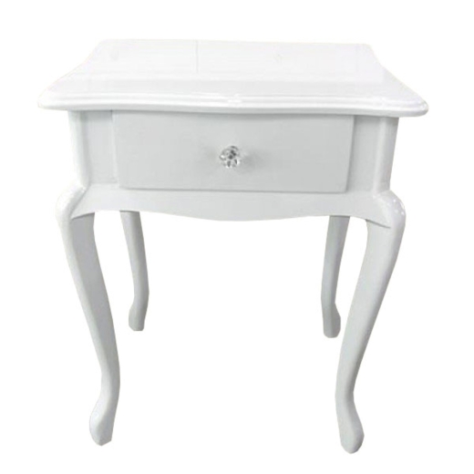 Lacquered White Bedside Cabinet