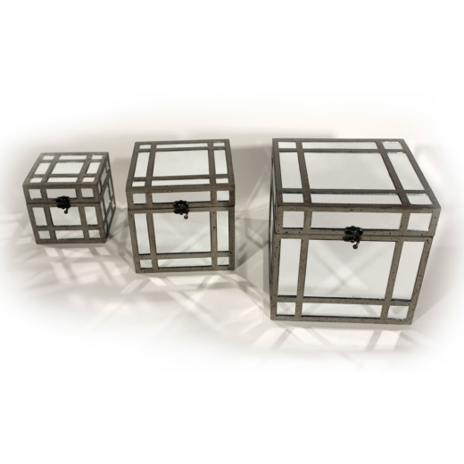 Antique Silver Mirrored Nesting Box Set of 3 