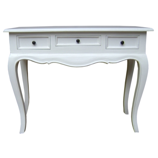 White Linen Hall Table 3 Drawers